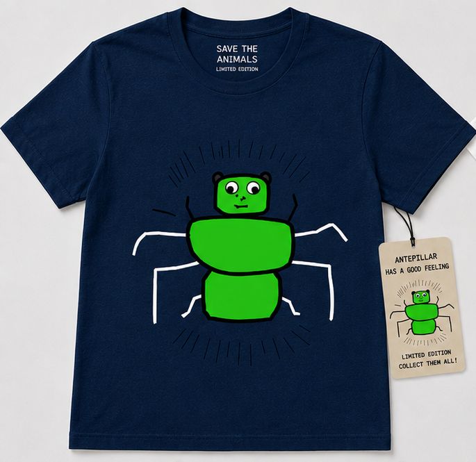 Antepillar on the definitive navy blue T-shirt